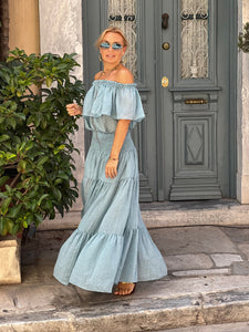 FLAMENCO TOP / sky blue cotton voile