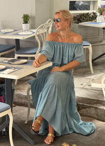 FLAMENCO TOP / sky blue cotton voile