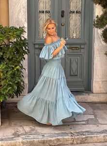 FLAMENCO TOP / sky blue cotton voile