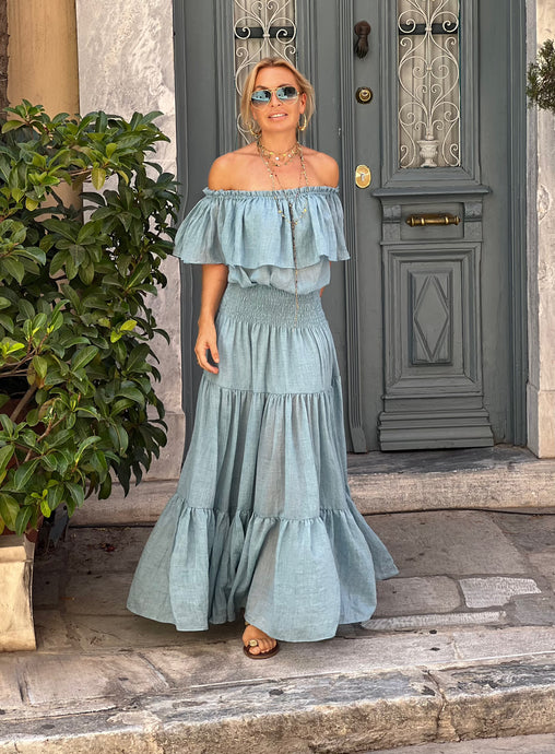 FLAMENCO TOP / sky blue cotton voile