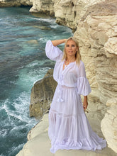 Load image into Gallery viewer, YASMINE MAXI DRESS WITH 6 MTRS VOLANT/white cotton voile