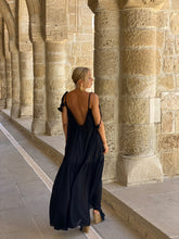 Load image into Gallery viewer, BAGGY MAXI DRESS /black cotton voile