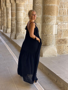BAGGY MAXI DRESS /black cotton voile