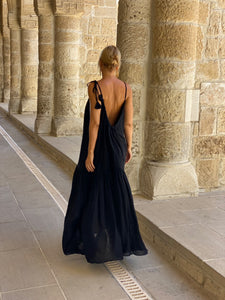 BAGGY MAXI DRESS /black cotton voile