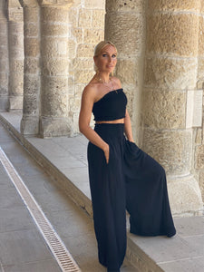 SAILOR TROUSERS / black cotton voile
