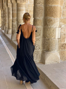 BAGGY MAXI DRESS /black cotton voile