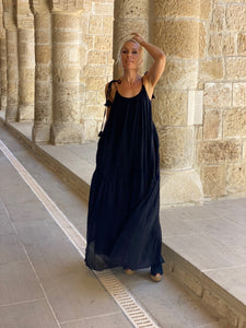 BAGGY MAXI DRESS /black cotton voile