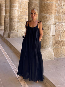 BAGGY MAXI DRESS /black cotton voile