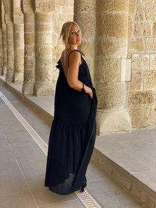 BAGGY MAXI DRESS /black cotton voile