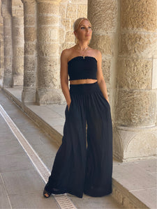 SAILOR TROUSERS / black cotton voile