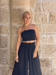 SAILOR TROUSERS / black cotton voile